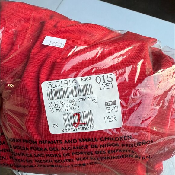 Lands’ End Men's Big 3XL Rapid Dry Tonal Stripe Polo‎ Shirt Rich Red - Picture 6 of 6